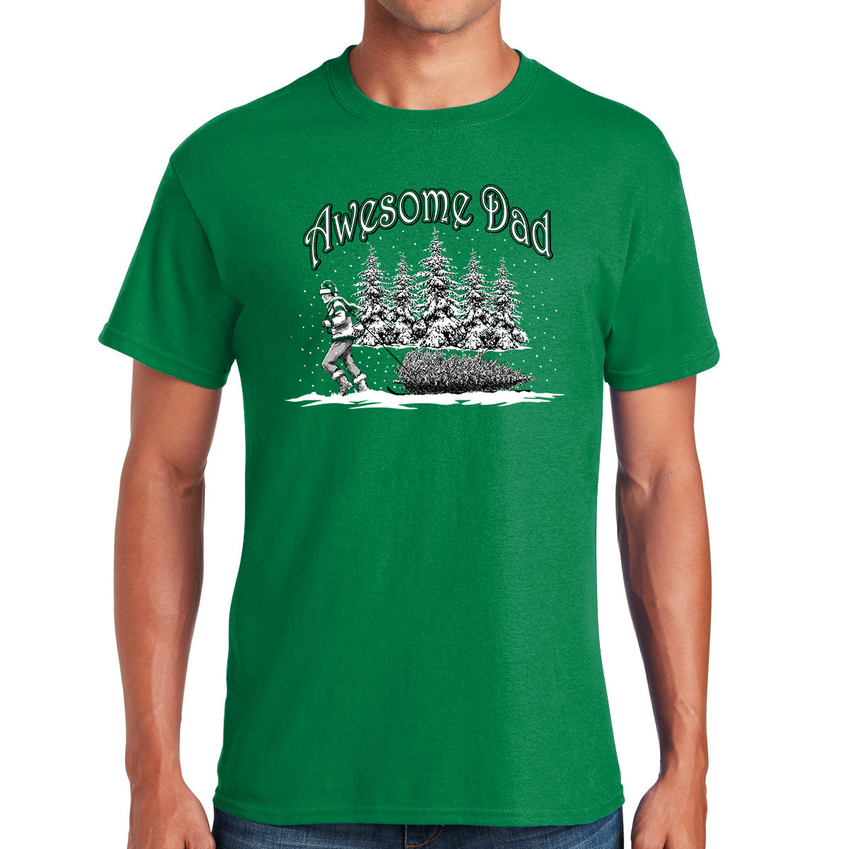 Awesome Dad Festive Father With Christmas Tree Gifts for Dads T-shirt