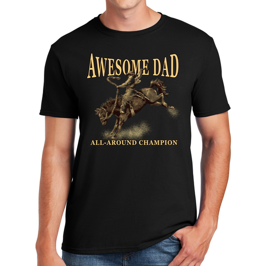 Awesome Dad Saddle Bronco Riding Fatherhood With Grit And Style Gift For Dads T-shirt
