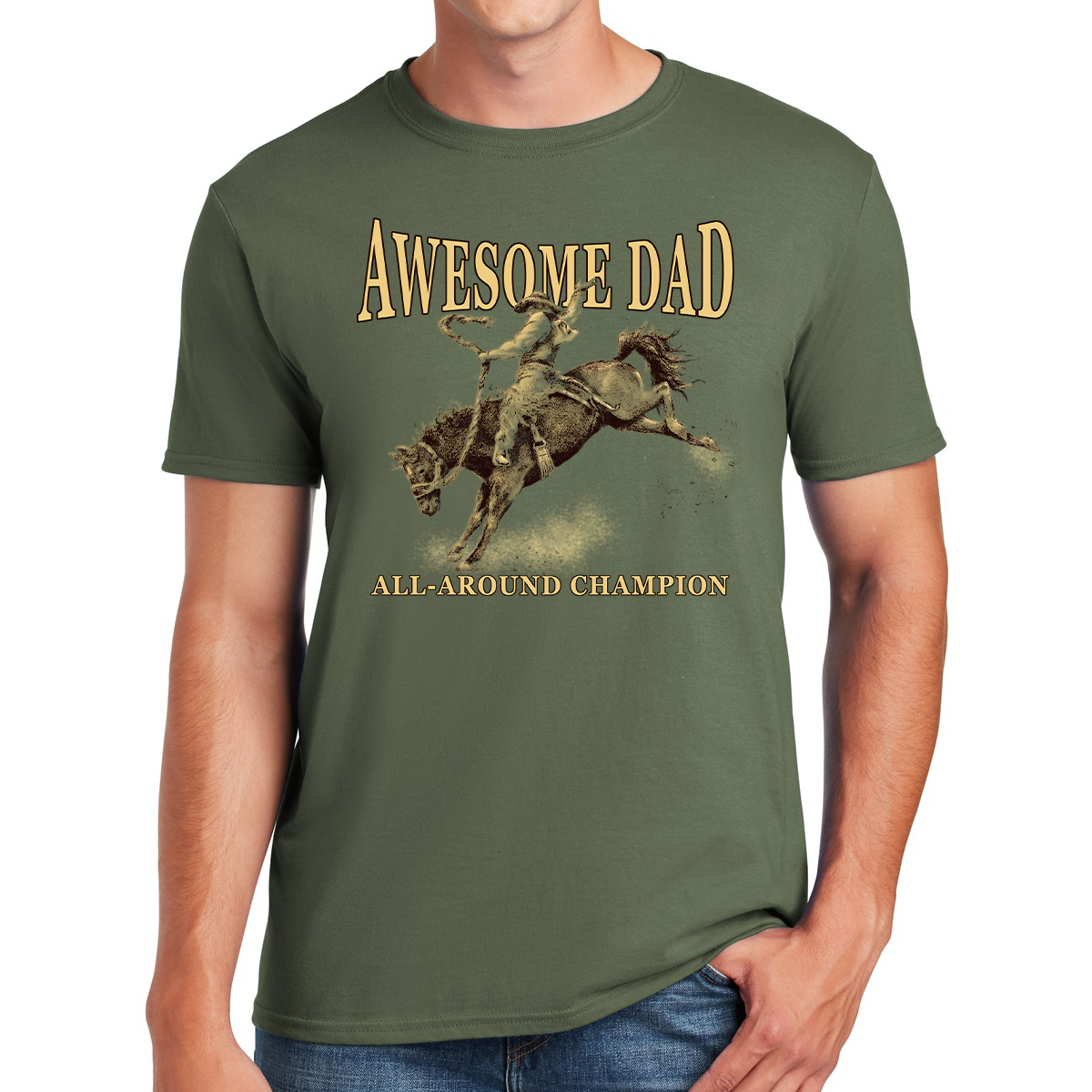 Awesome Dad Saddle Bronco Riding Fatherhood With Grit And Style Gift For Dads T-shirt