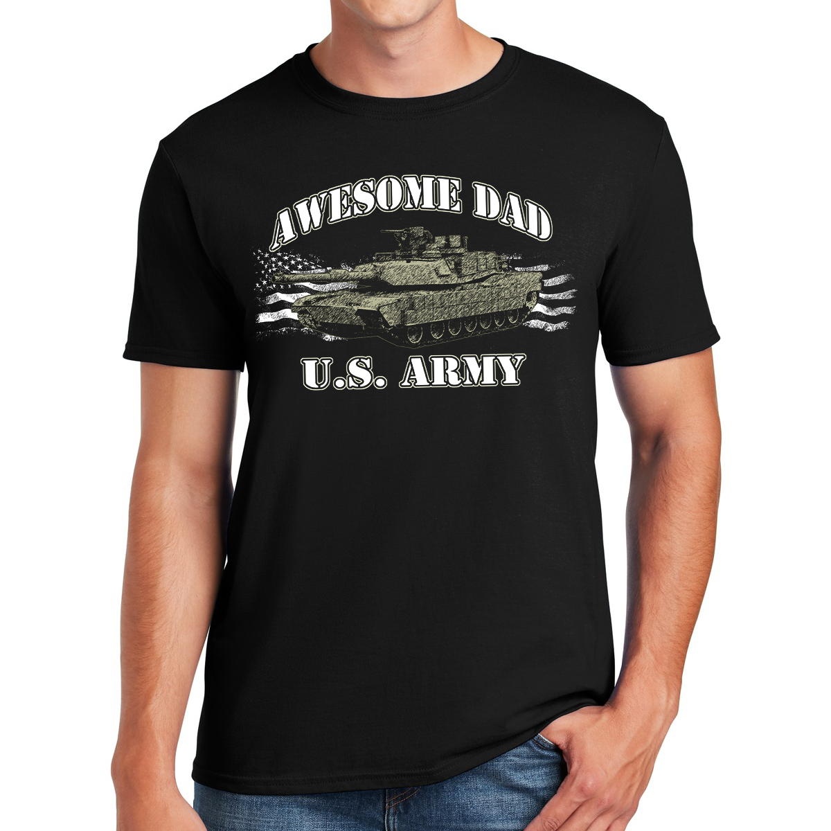 Awesome Dad U.S. Army Tank Rolling Through Fatherhood With Strength Gift For Dads T-shirt