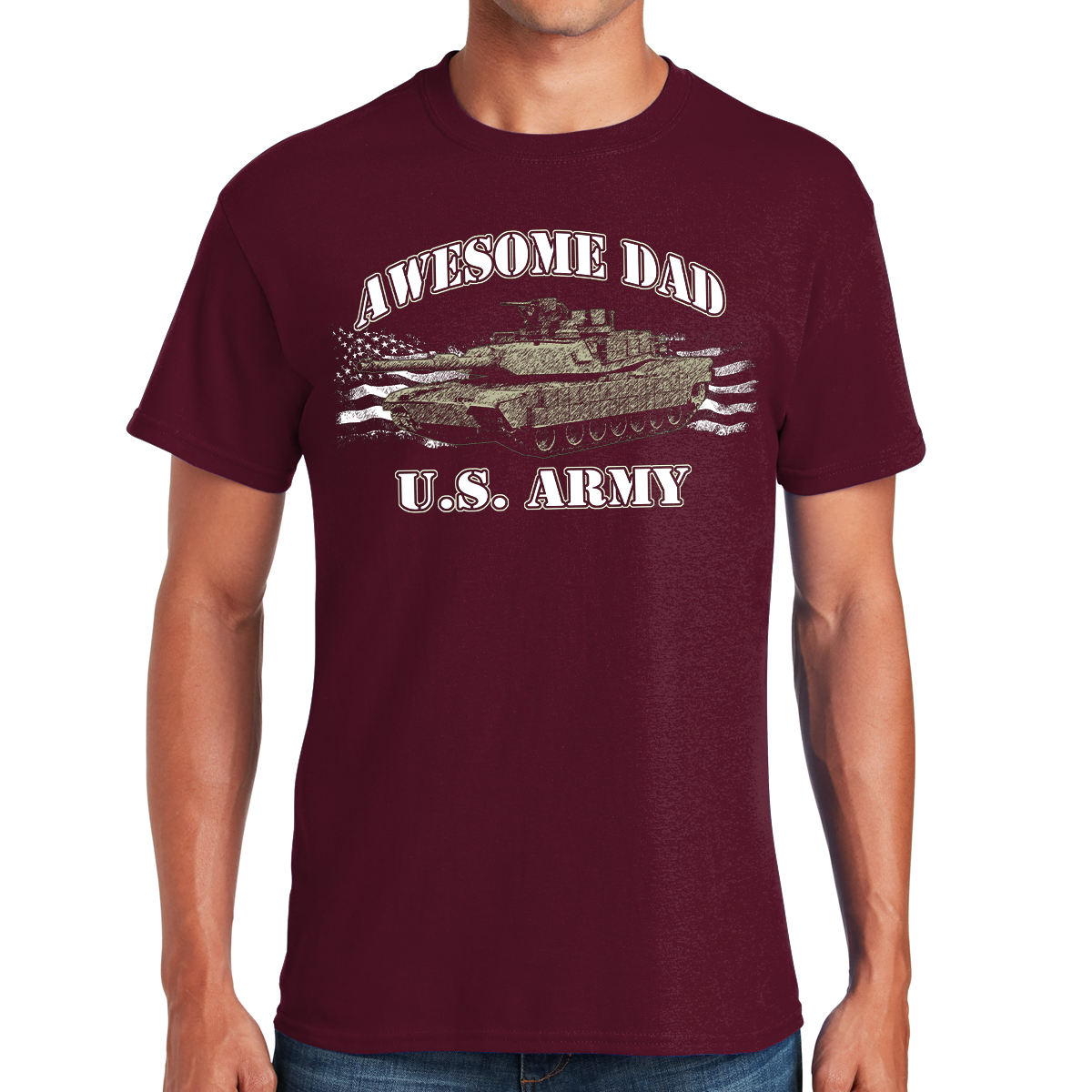 Awesome Dad U.S. Army Tank Rolling Through Fatherhood With Strength Gift For Dads T-shirt