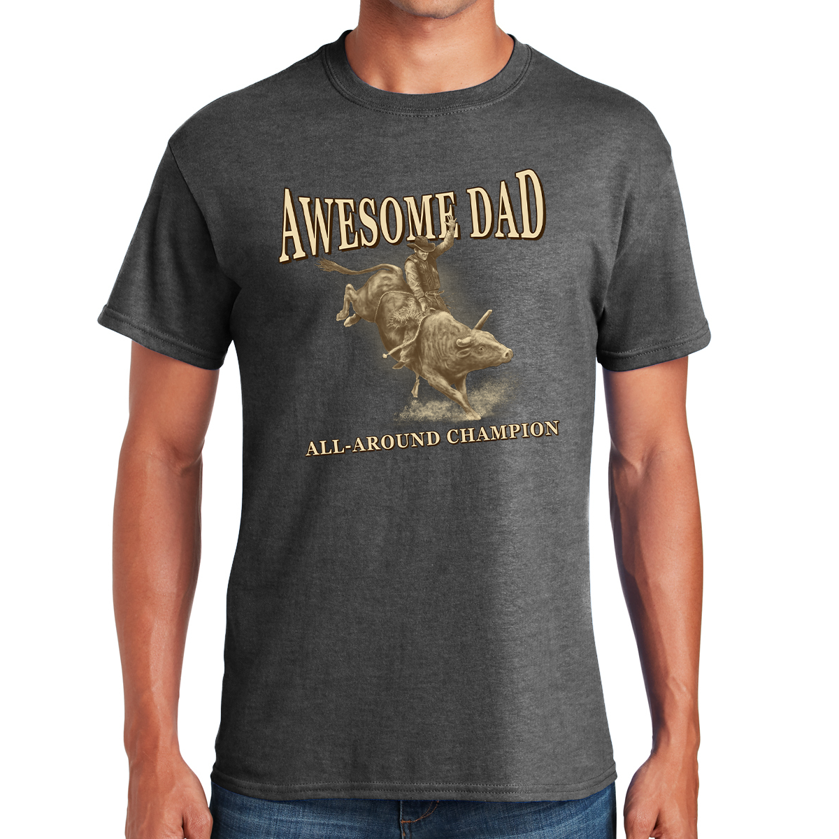 Awesome Dad Bull Rider Conquering Fatherhood With Guts And Grit Gift For Dads T-shirt