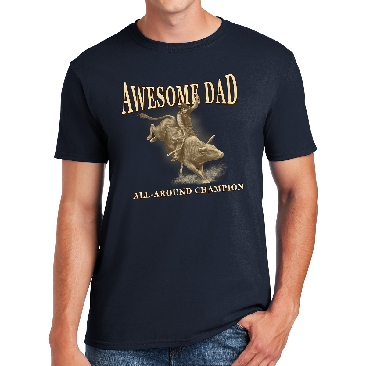 Awesome Dad Bull Rider Conquering Fatherhood With Guts And Grit Gift For Dads T-shirt