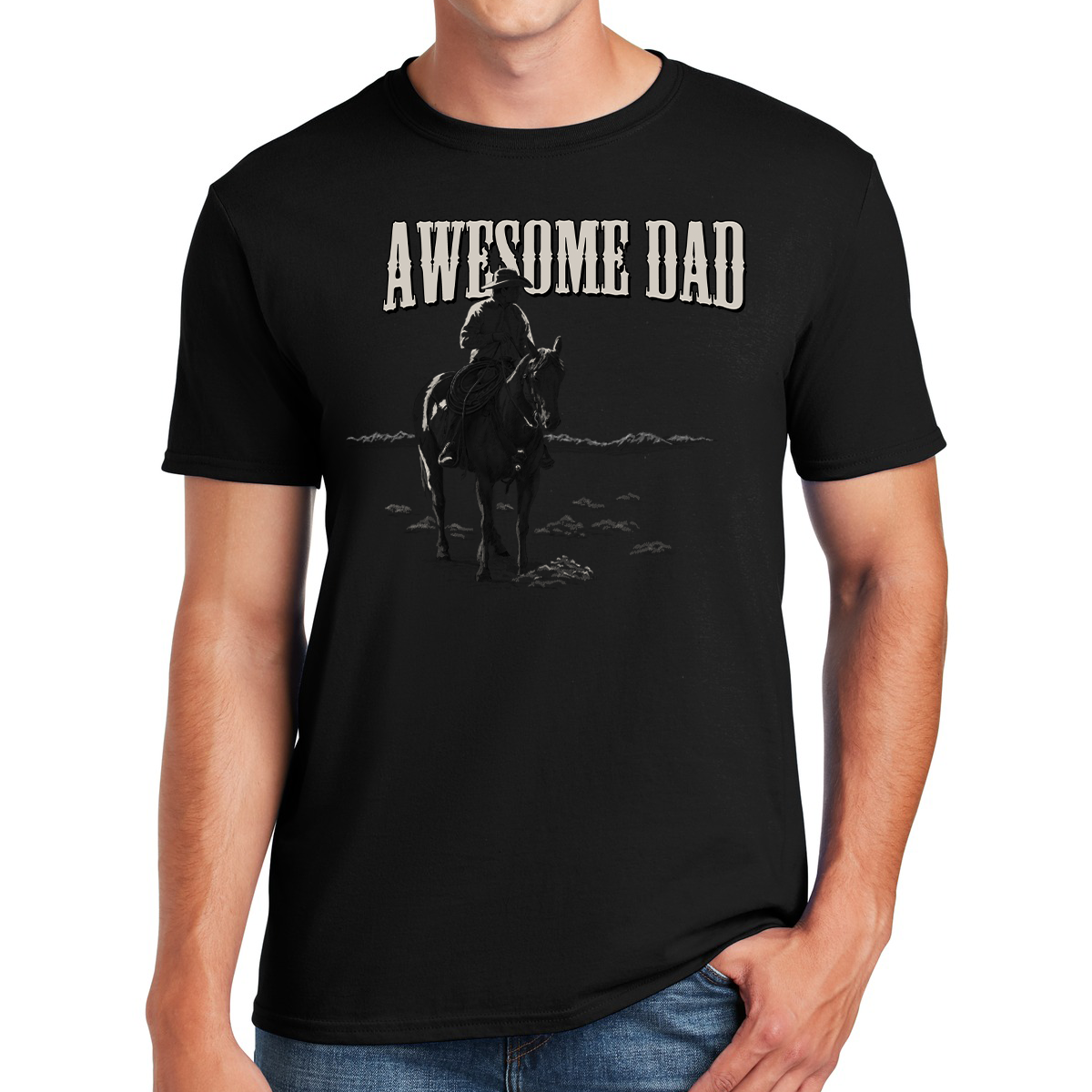 Awesome Dad Cowboy Wrangling Love And Adventures In Fatherhood Gift For Dads T-shirt