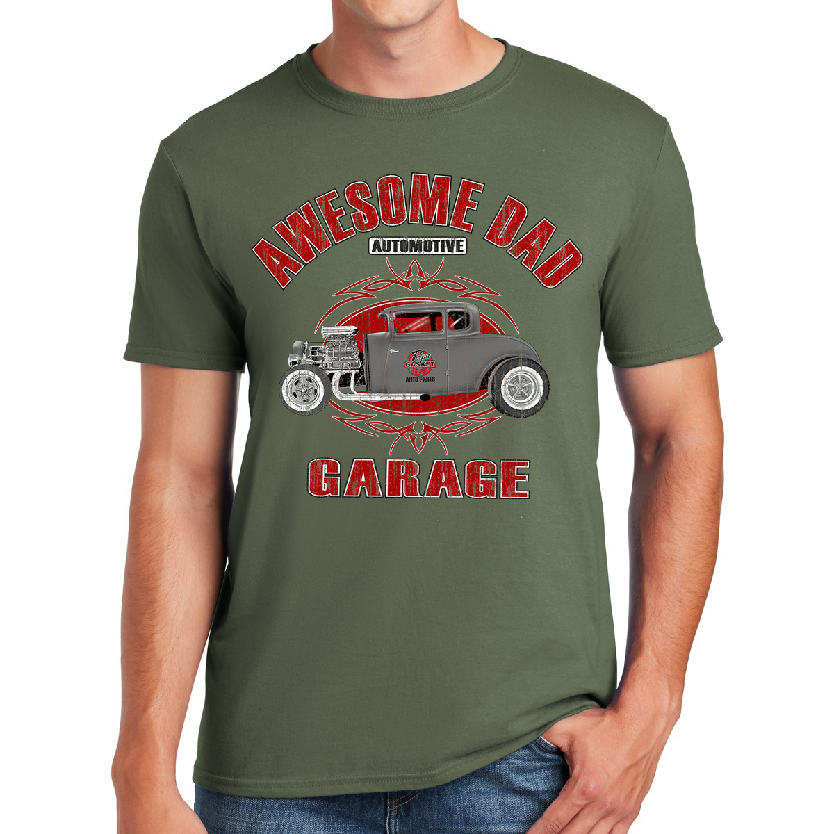 Awesome Dad Hot Rod Garage Revving Up Fatherhood With Style Gift For Dads T-shirt