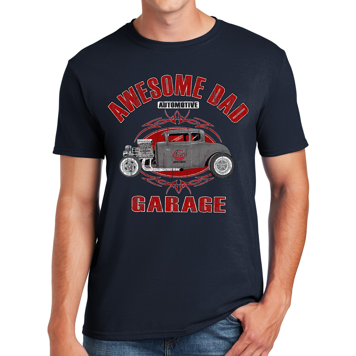 Awesome Dad Hot Rod Garage Revving Up Fatherhood With Style Gift For Dads T-shirt