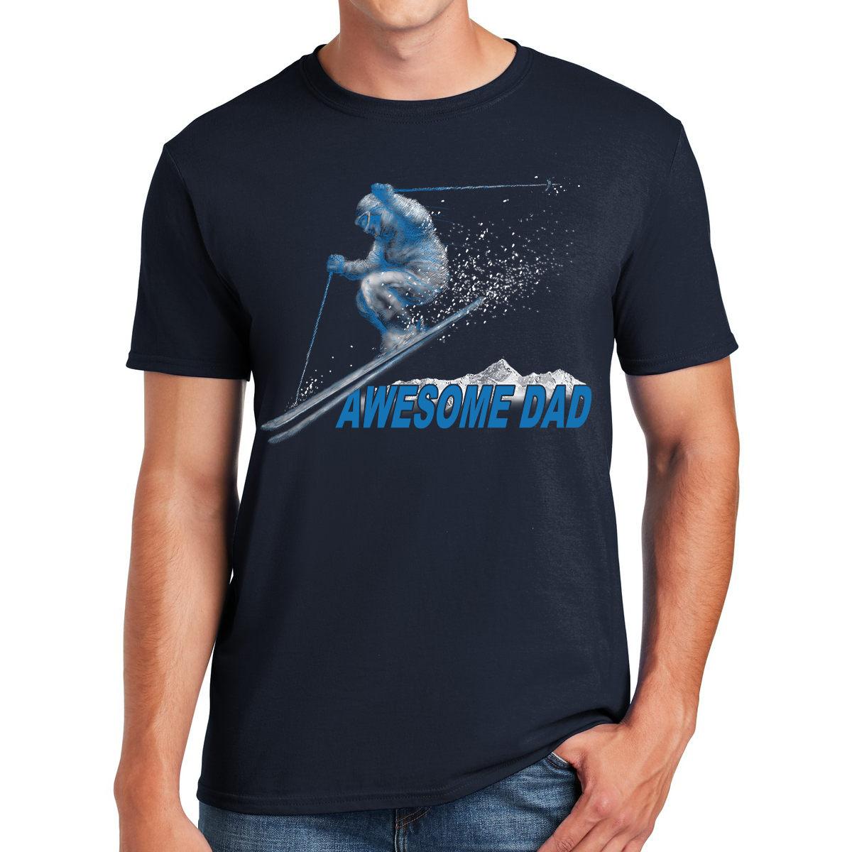 Awesome Dad Skier Carving Memories On The Slopes Of Fatherhood Gift For Dads T-shirt