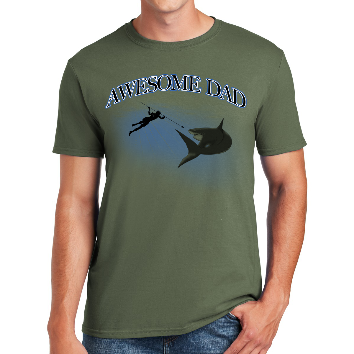 Awesome Dad Spearfishing For Shark Adventure Gift For Dads T-shirt