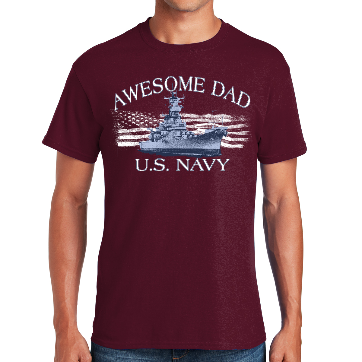 Awesome Dad U.S. Navy Navigating Fatherhood With Honor Gift For Dads T-shirt