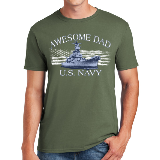 Awesome Dad U.S. Navy Navigating Fatherhood With Honor Gift For Dads T-shirt