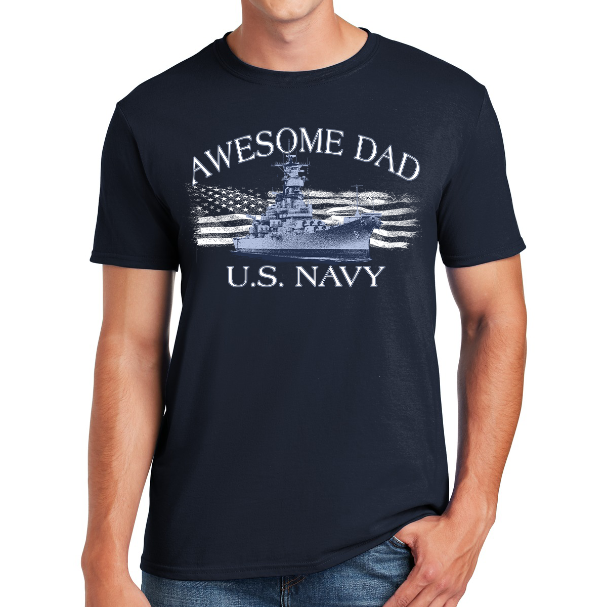Awesome Dad U.S. Navy Navigating Fatherhood With Honor Gift For Dads T-shirt