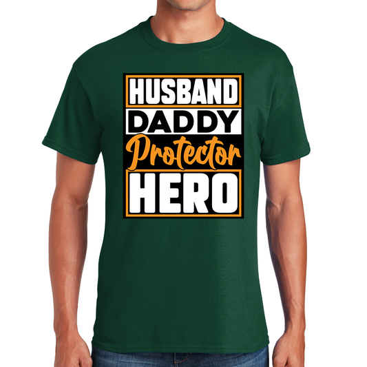 Husband Daddy Protector Hero The Family's Rock Awesome Dad T-shirt