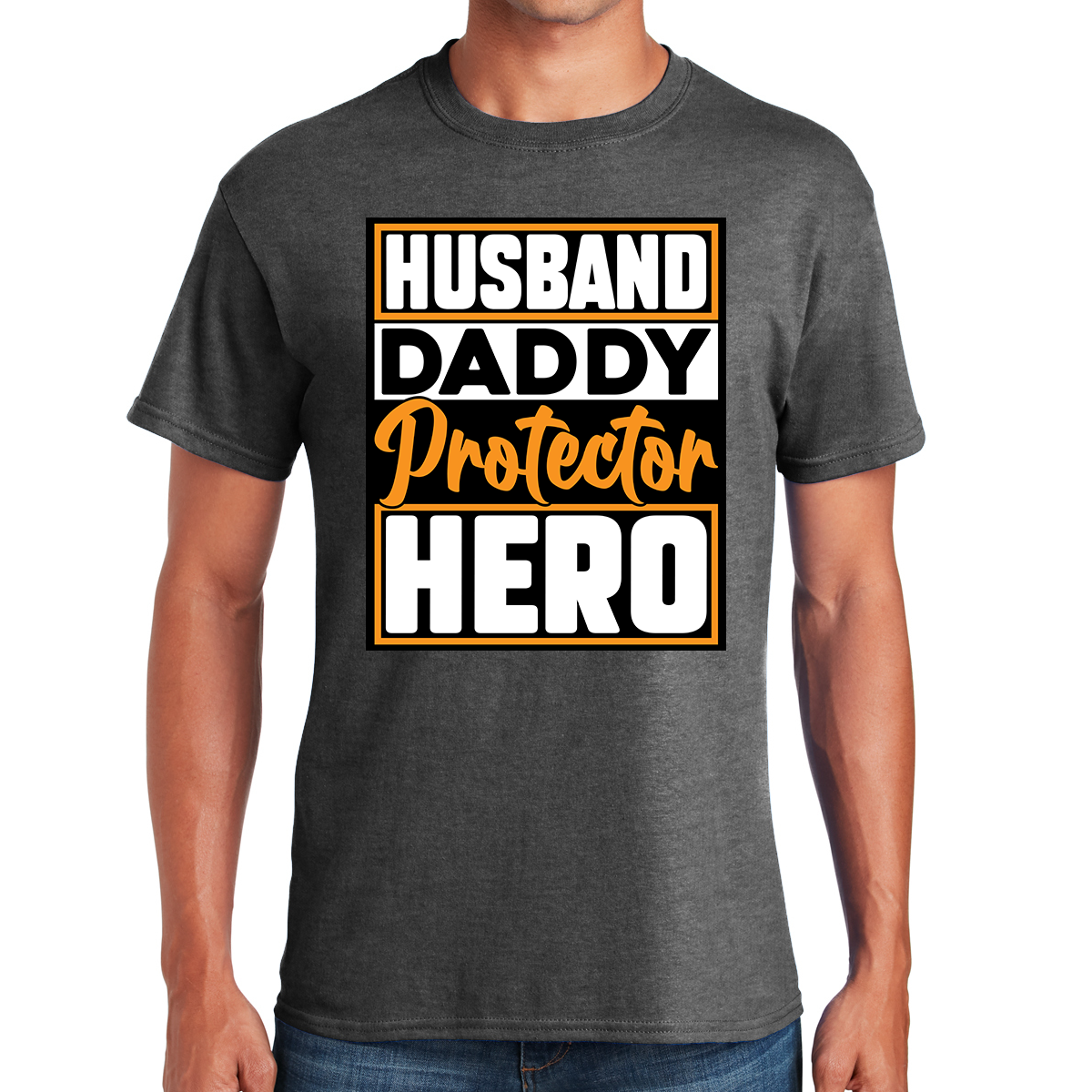 Husband Daddy Protector Hero The Family's Rock Awesome Dad T-shirt