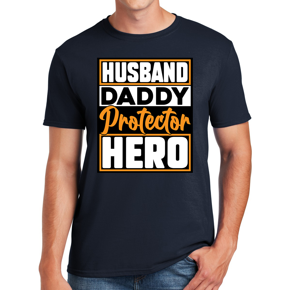 Husband Daddy Protector Hero The Family's Rock Awesome Dad T-shirt