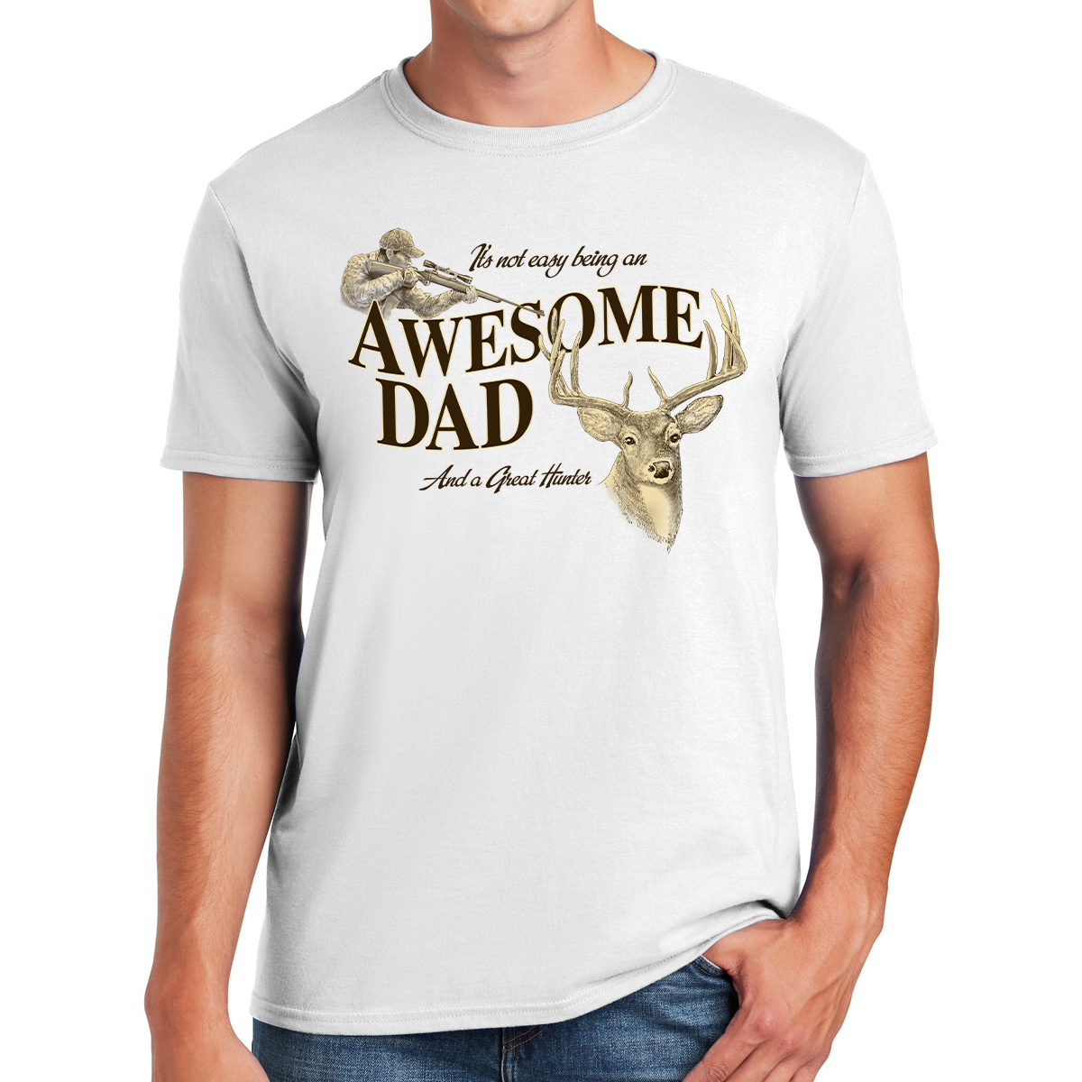 Awesome Dad Deer Hunter Aiming For Fatherhood Excellence Gift For Dads T-shirt