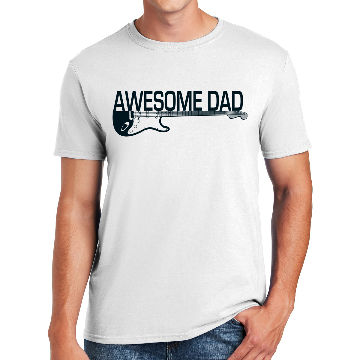 Awesome Dad Electric Guitar Player Strumming Through Fatherhood With Style Gift For Dads T-shirt
