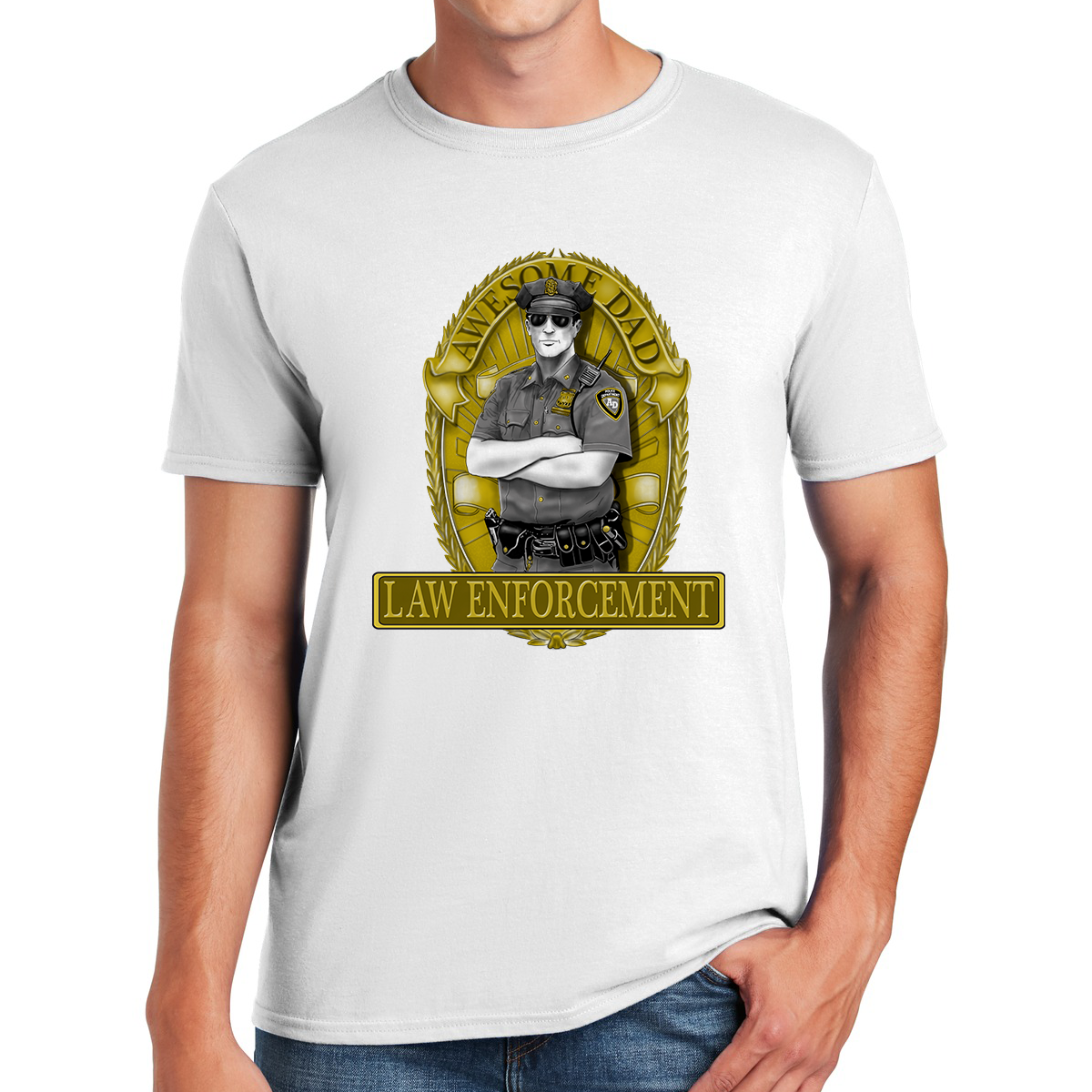 Awesome Dad In Law Enforcement Protecting The Community Nurturing The Family Gift For Dads T-shirt