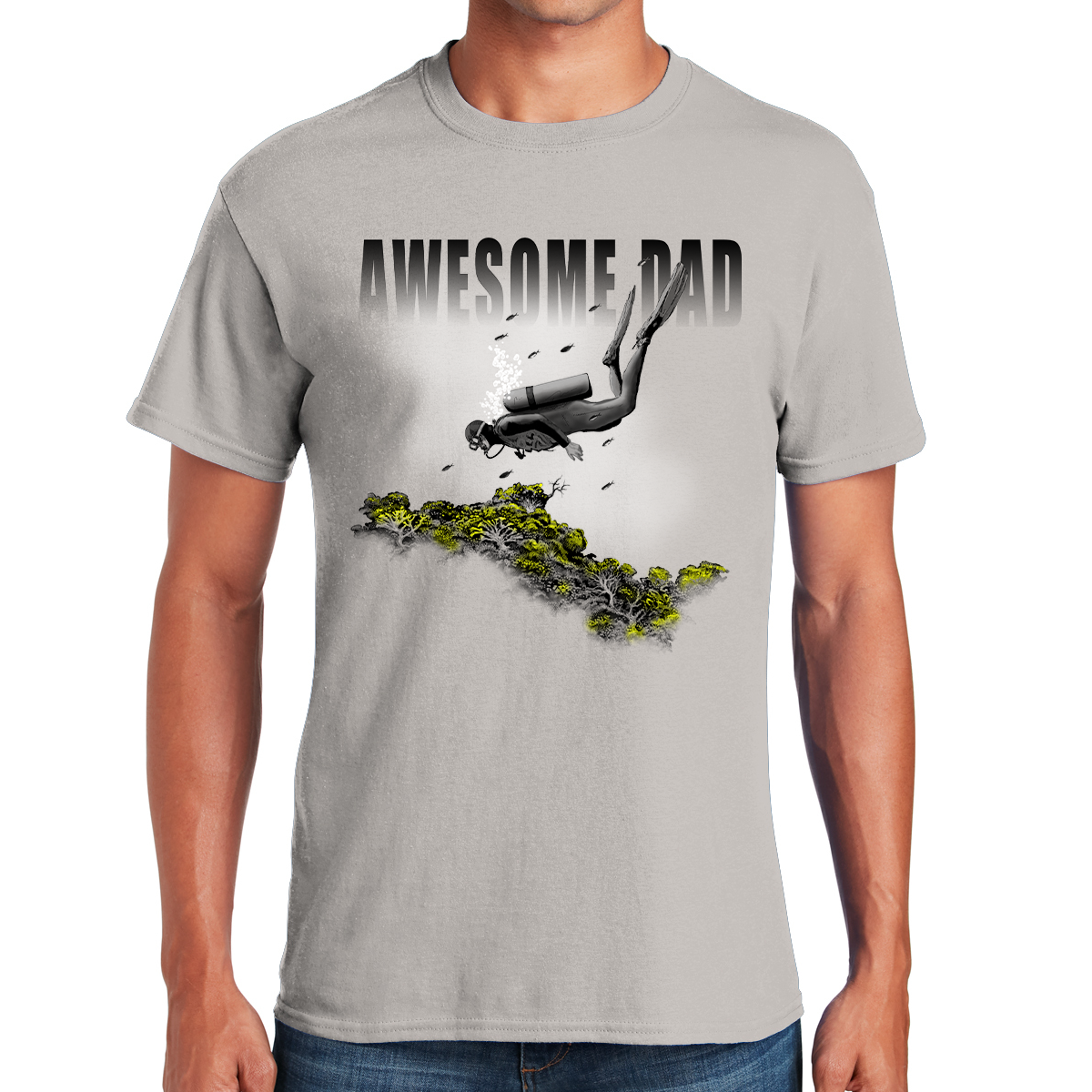 Awesome Dad Scuba Diver Exploring The Depths Of Fatherhood Gift For Dads T-shirt