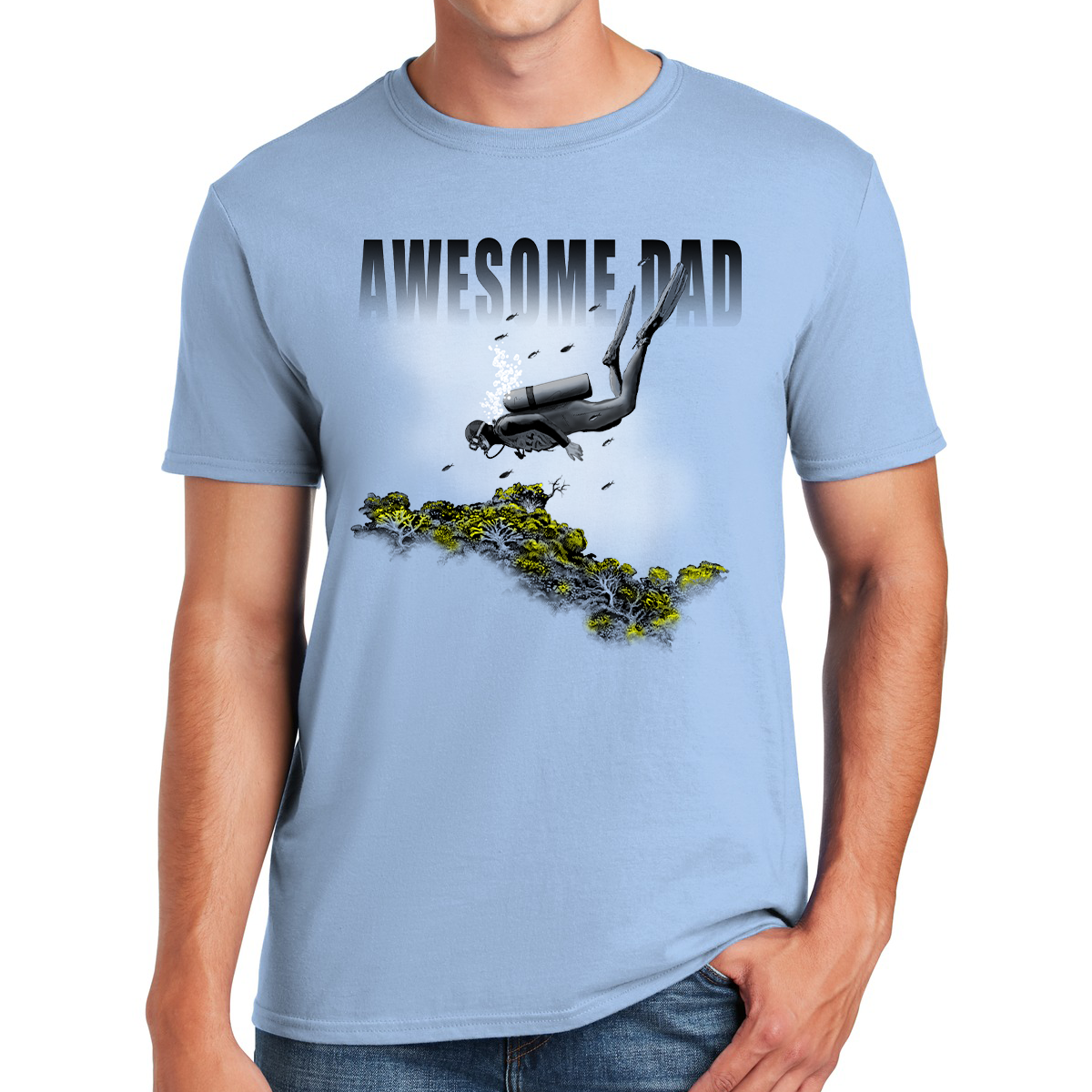 Awesome Dad Scuba Diver Exploring The Depths Of Fatherhood Gift For Dads T-shirt