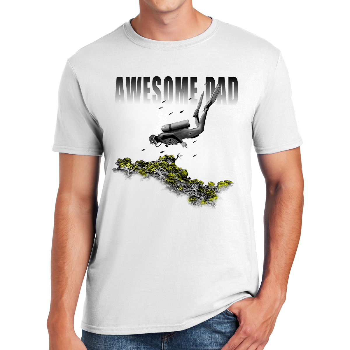 Awesome Dad Scuba Diver Exploring The Depths Of Fatherhood Gift For Dads T-shirt