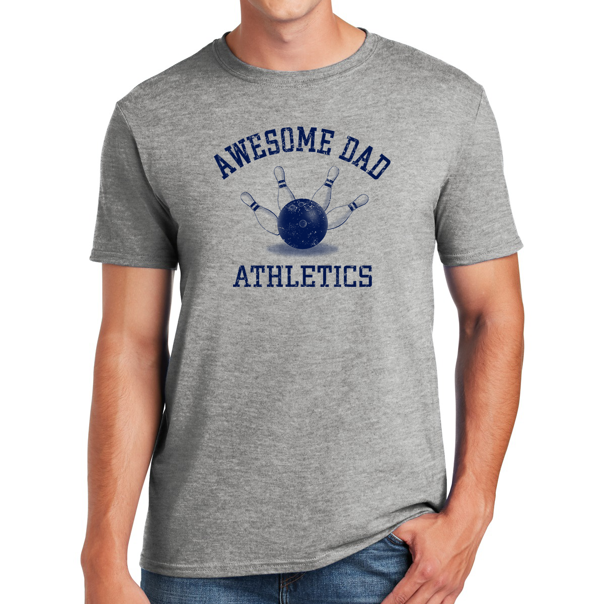 Awesome Dad Athletics Bowling Ball & Pins Striking Style on the Lanes Gifts for Dads T-shirt