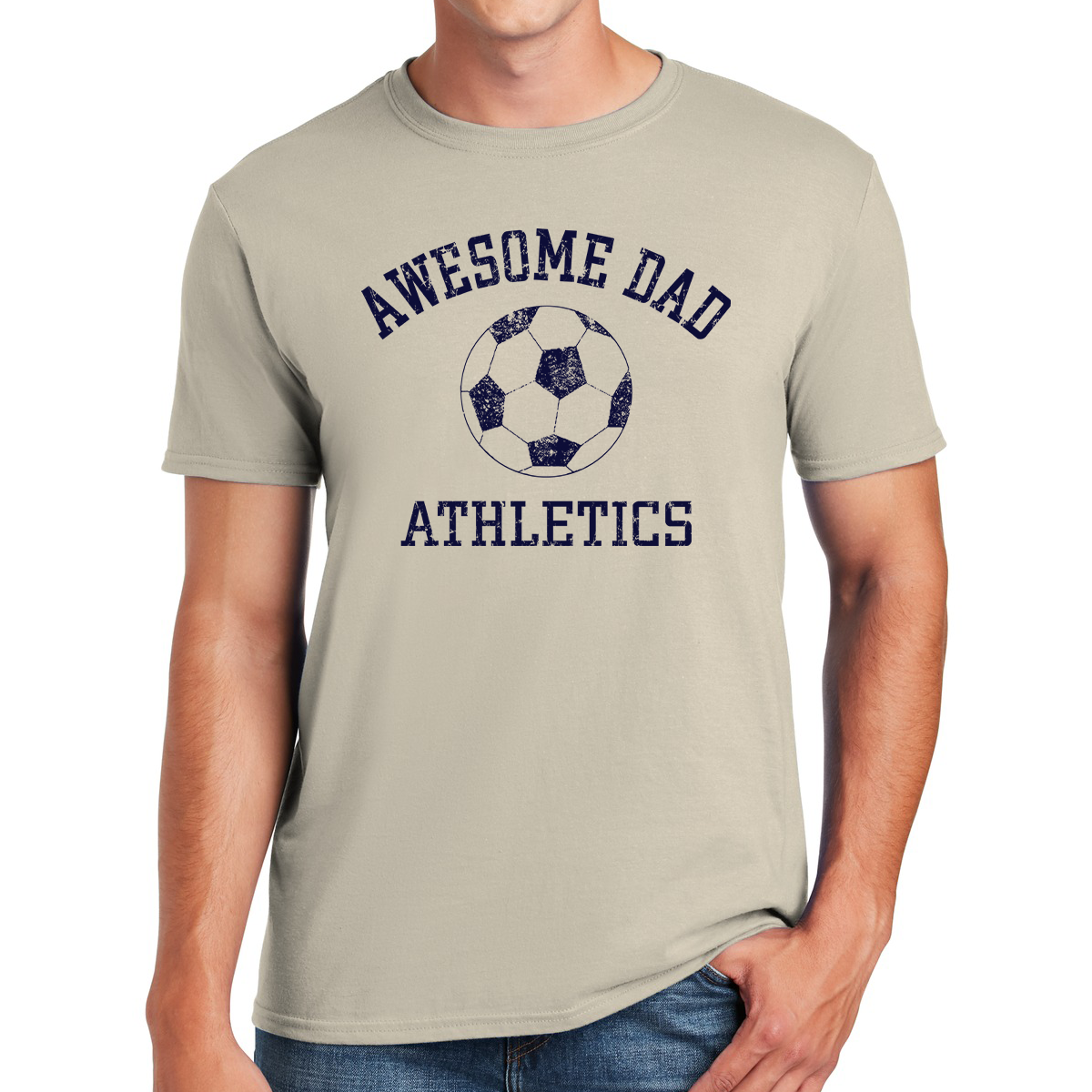 Awesome Dad Athletics Soccer Ball Kicking Goals with Style Gifts for Dads T-shirt