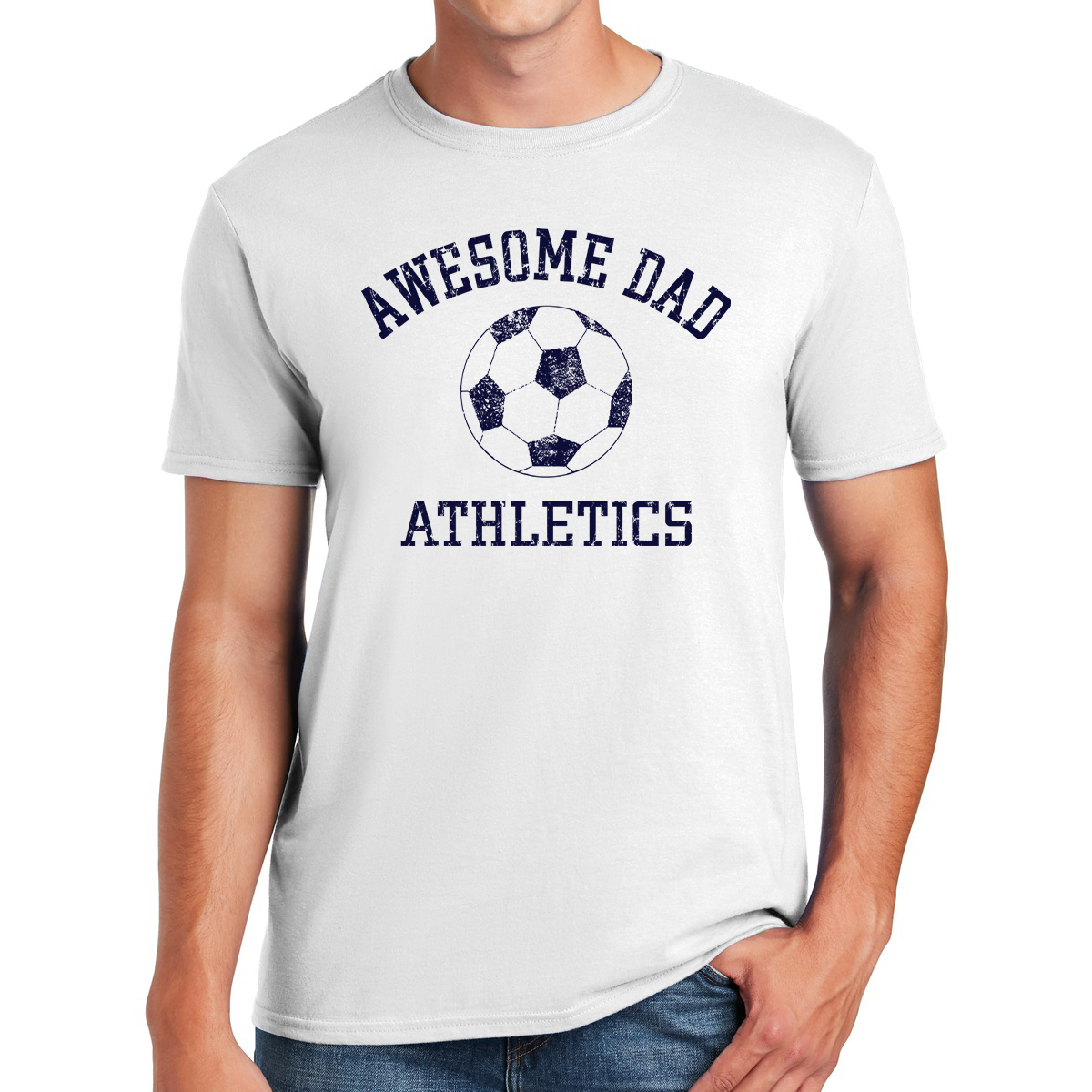 Awesome Dad Athletics Soccer Ball Kicking Goals with Style Gifts for Dads T-shirt