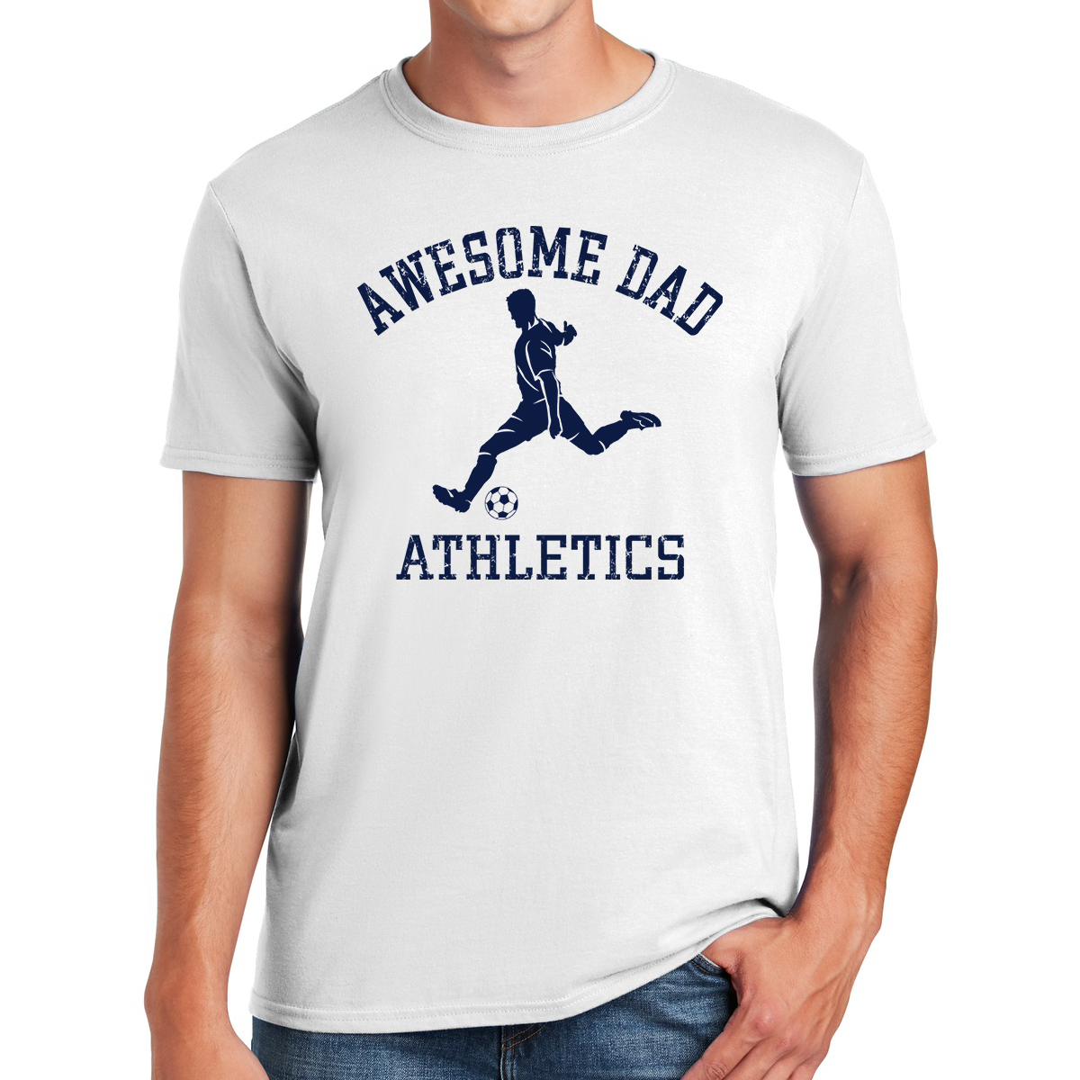 Awesome Dad Athletics Soccer Player Scoring Goals in Style Gifts for Dads T-shirt