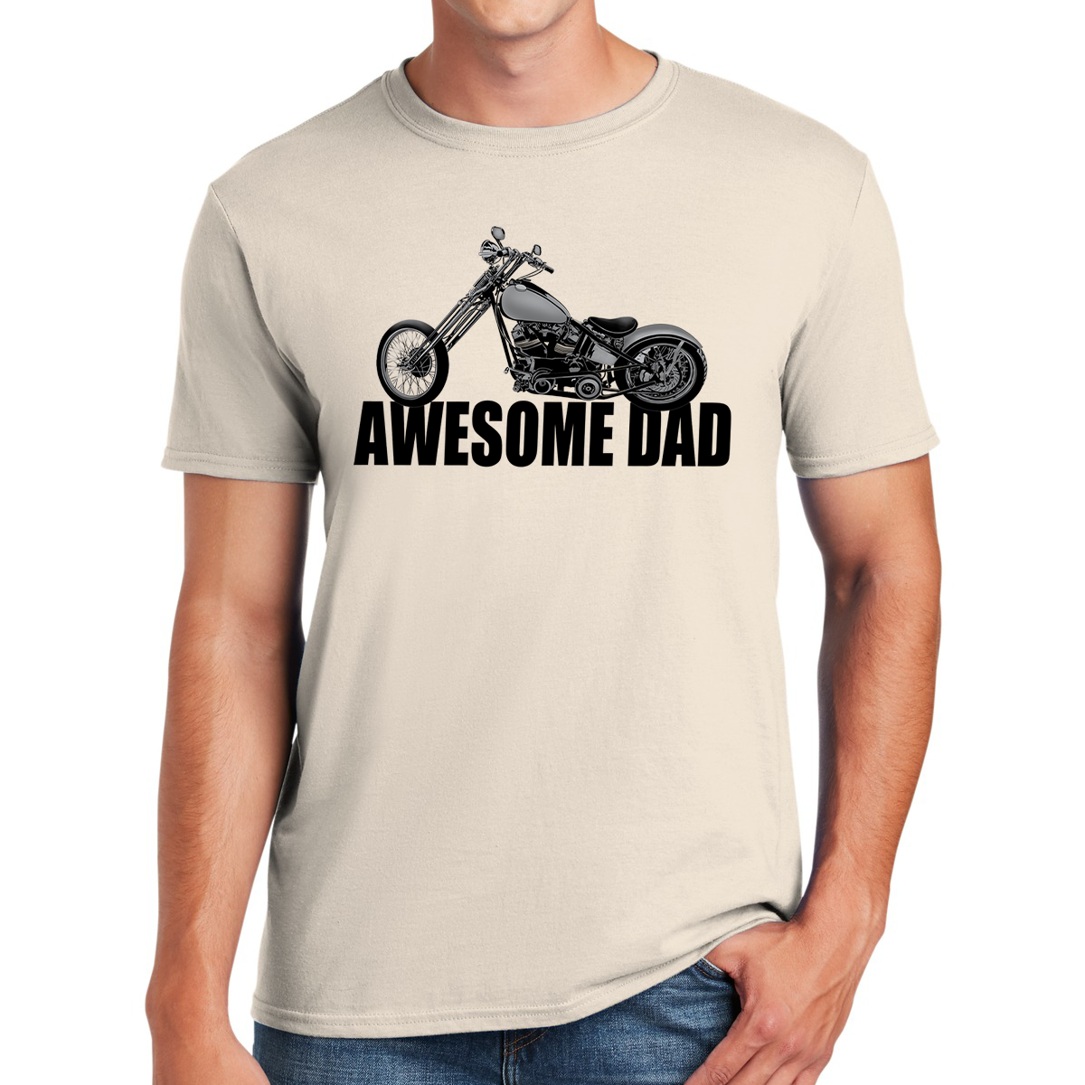 Biker Dad and His Custom Motorcycle Awesome Dad T-shirt