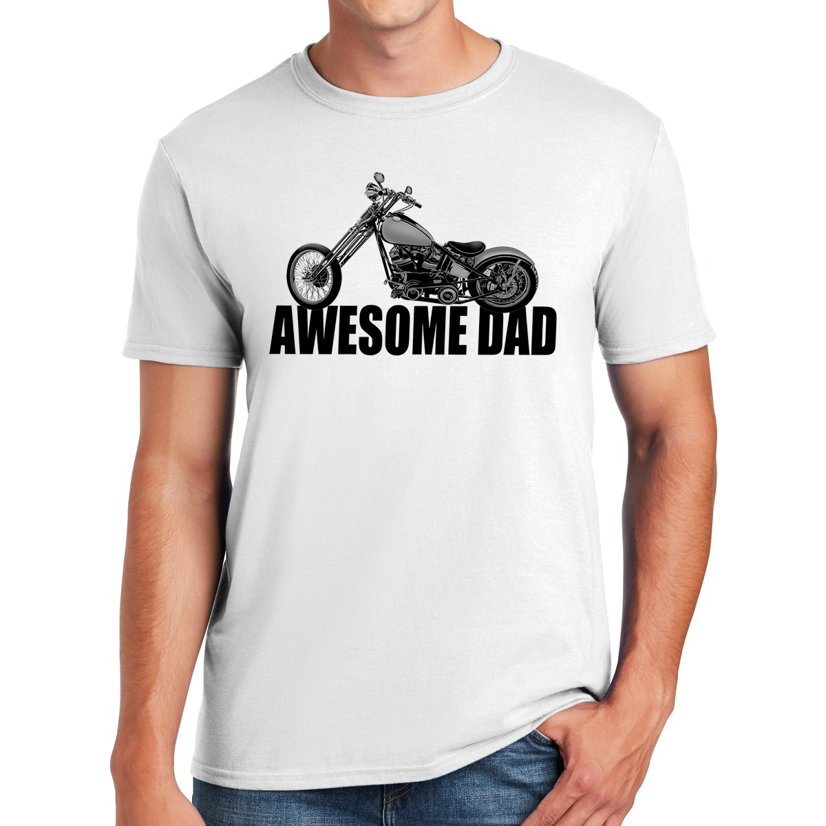 Biker Dad and His Custom Motorcycle Awesome Dad T-shirt