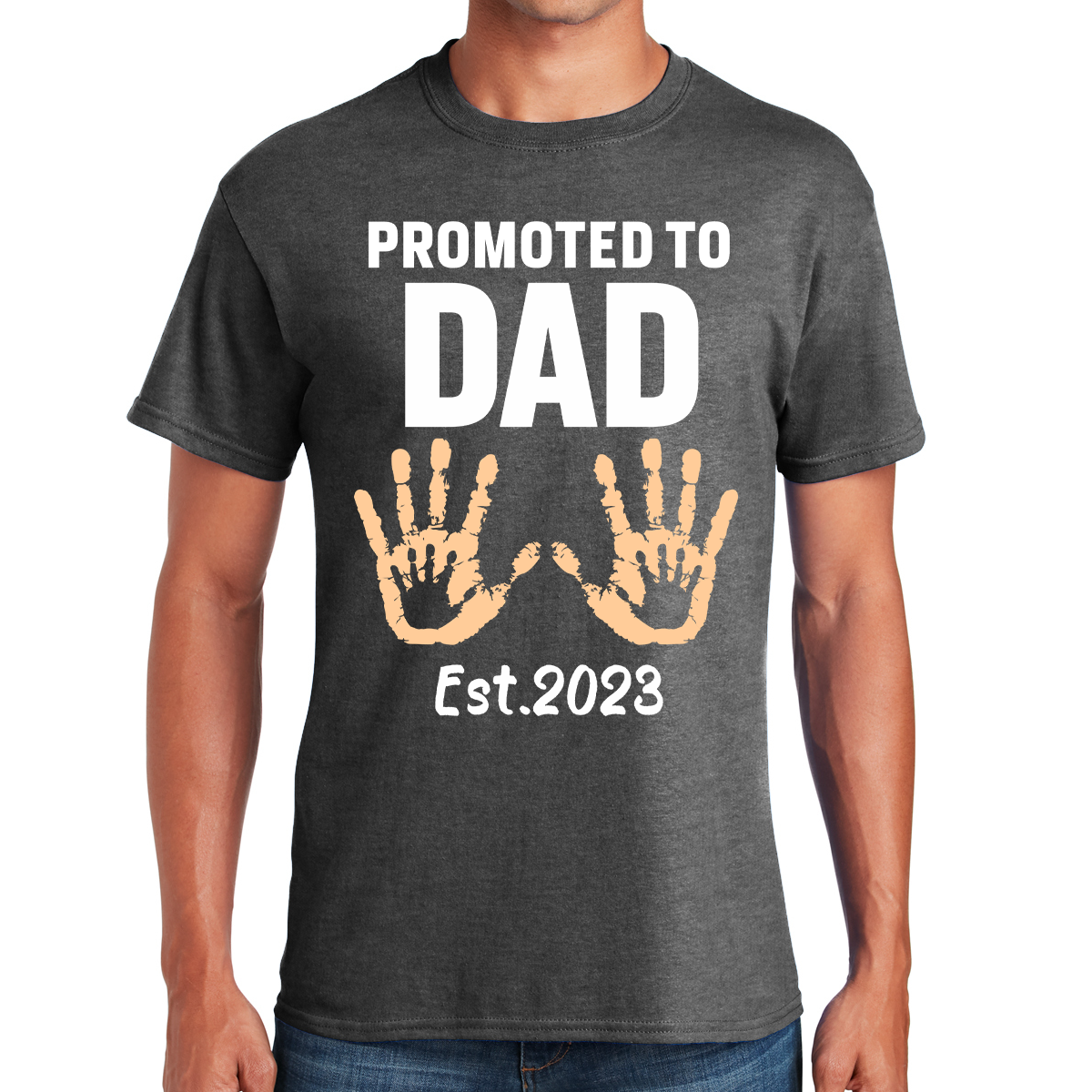 Promoted To Dad Handprints Est. 2023 A New Chapter Begins Gift For Dads T-shirt